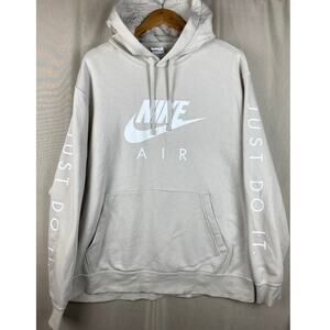 Nike Just Do It Hoodie Men’s sz XXL Beige/White Sweatshirt Activewear JDI